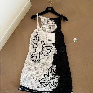 Authentic CHANEL Black and White Crochet Garment